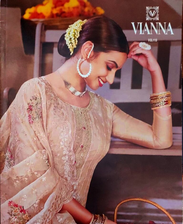 VINNA Beige lotus Gorgeous Moslin 4 pieces kamij full body Multi color Embroidery work Dupatta with zero sequence and cut work