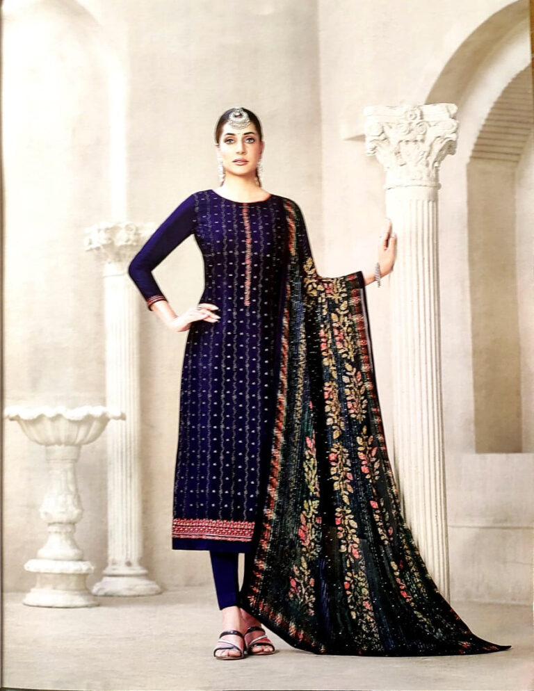 VIANNA BINDIYAA purple Gorgeous Top georgette embroidery Bottom, inner, Santoon Dupatta pure chinon embroidery with digital prints (with zero sequence)